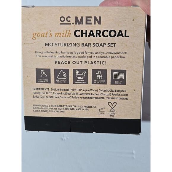 OC.MEN GOAT'S MILK & Charcoal Moisturizing bar soap for men, 3 bars - Picture 7 of 16